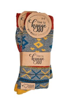 2 Paar TippTexx 24 Hygge Wollsocken, kuschelige Norwegersocken